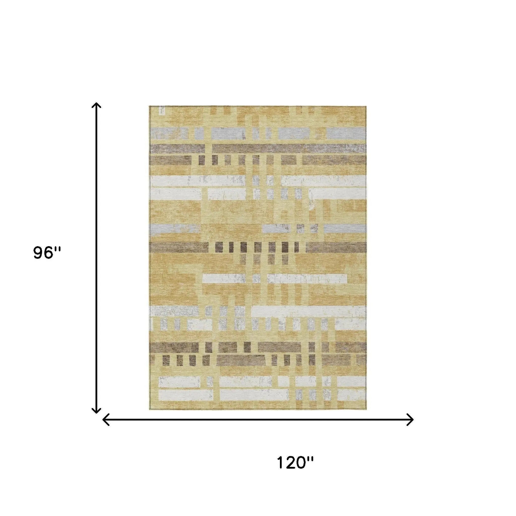 8' X 10' Wheat And Gold Striped Washable Indoor Outdoor Area Rug Homeroots Outdoor