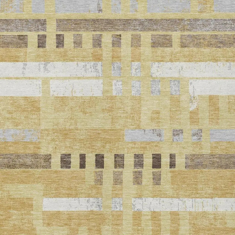 8' X 10' Wheat And Gold Striped Washable Indoor Outdoor Area Rug Homeroots Outdoor