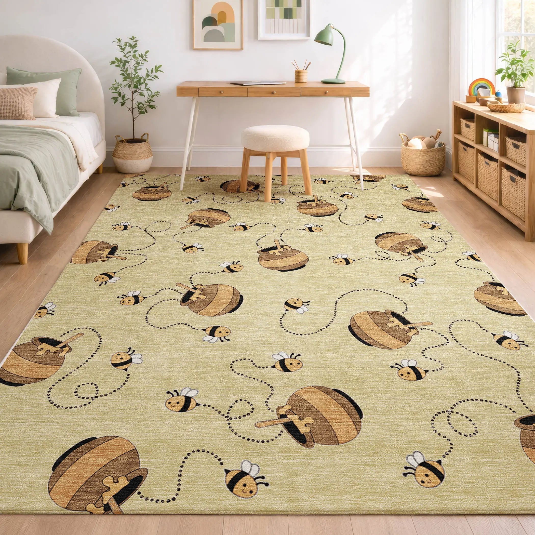 8' X 10' Wheat And Ivory Geometric Washable Indoor Outdoor Area Rug Homeroots Outdoor