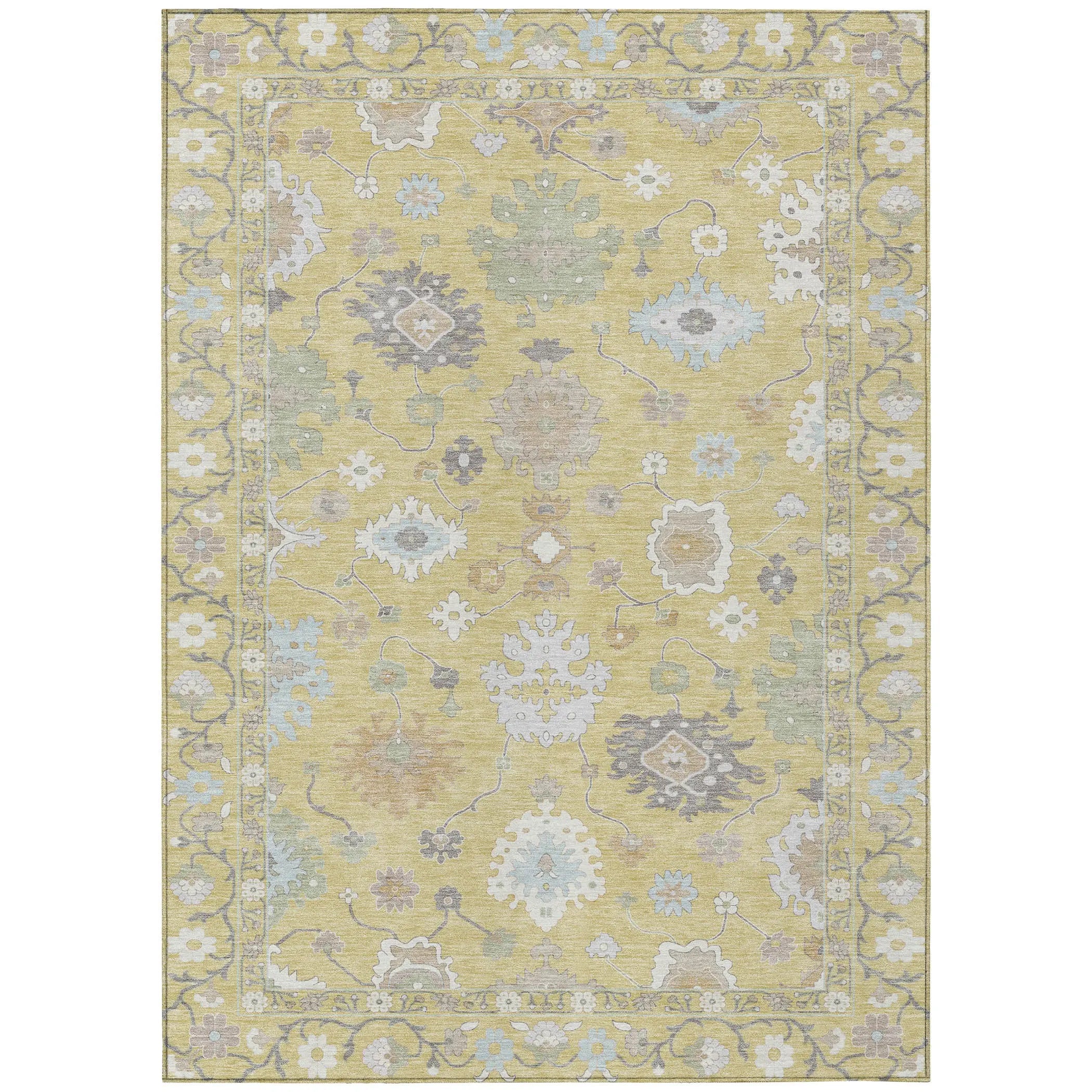 8' X 10' Wheat And Ivory Oriental Washable Indoor Outdoor Area Rug Homeroots Outdoor
