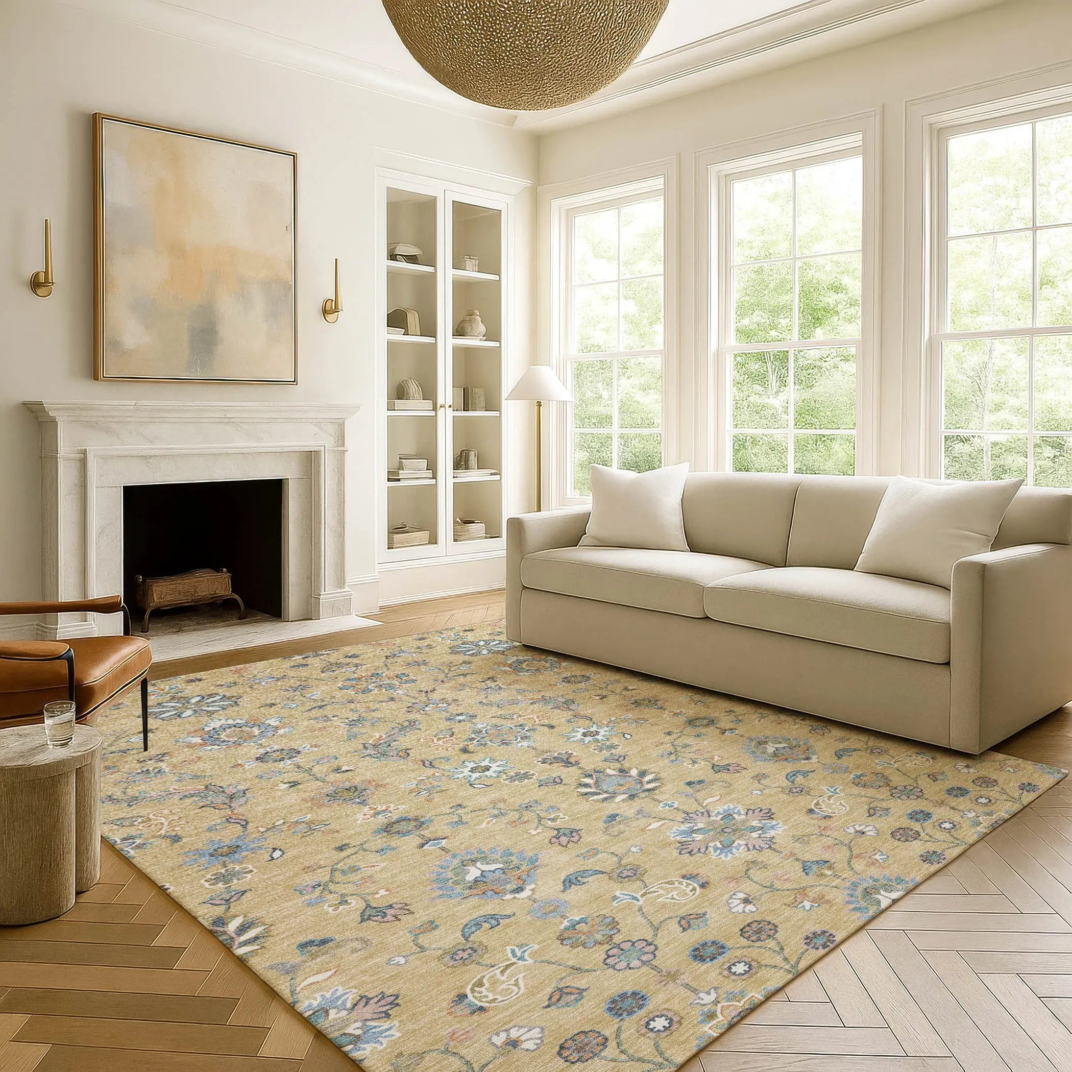 8' X 10' Wheat And Taupe Abstract Washable Indoor Outdoor Area Rug Homeroots Outdoor