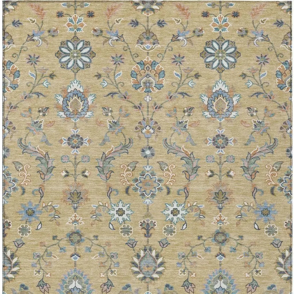 8' X 10' Wheat And Taupe Abstract Washable Indoor Outdoor Area Rug Homeroots Outdoor