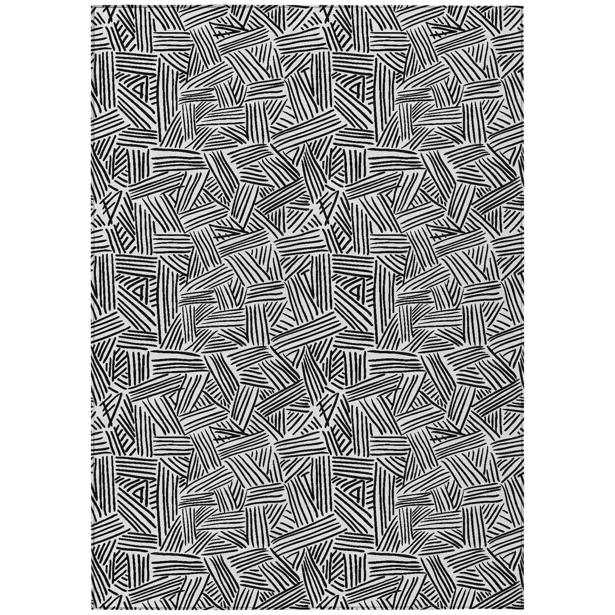 8' X 10' White And Beige Geometric Washable Indoor Outdoor Area Rug Homeroots Outdoor