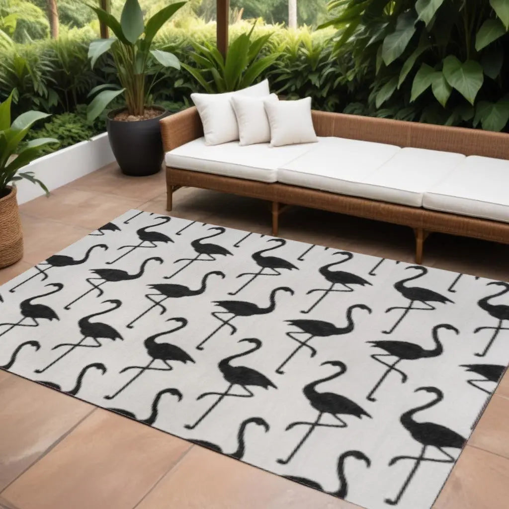 8' X 10' White And Black Animal Print Indoor Outdoor Area Rug Homeroots Outdoor