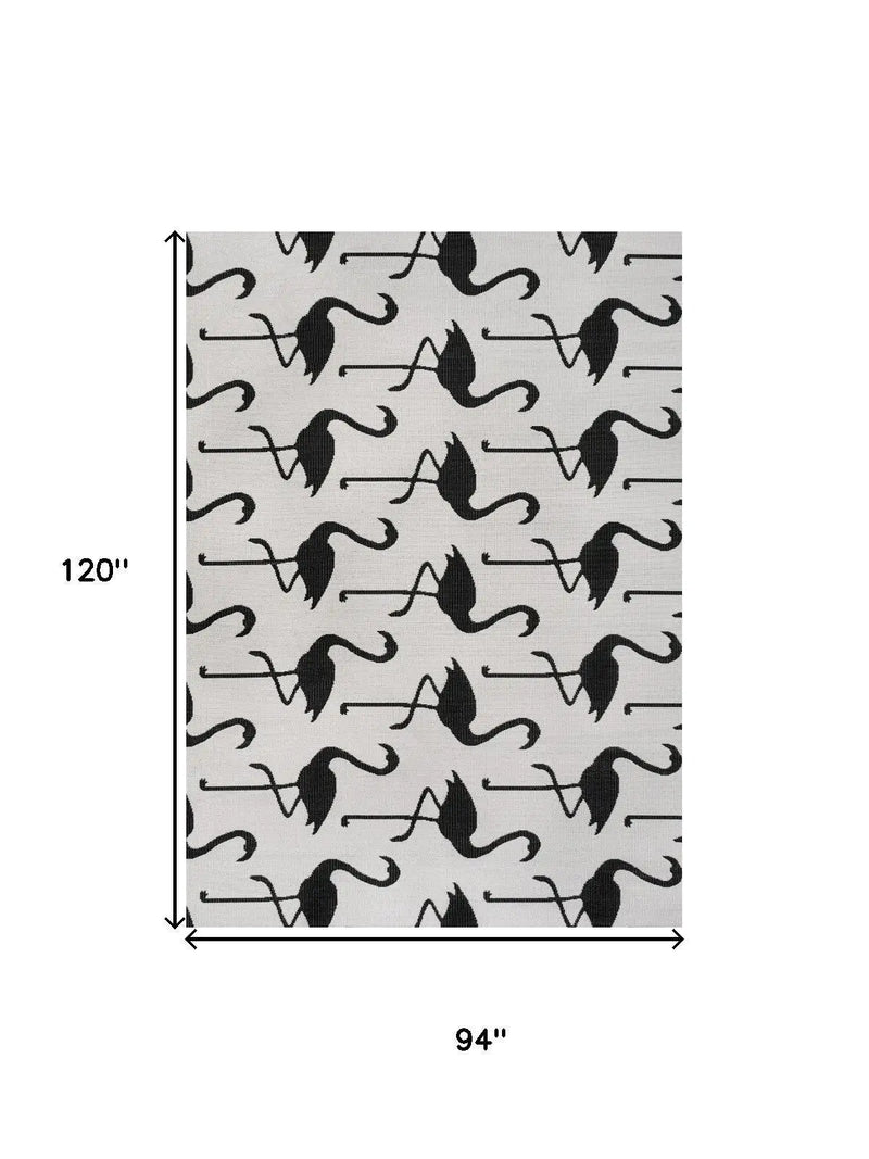 8' X 10' White And Black Animal Print Indoor Outdoor Area Rug Homeroots Outdoor