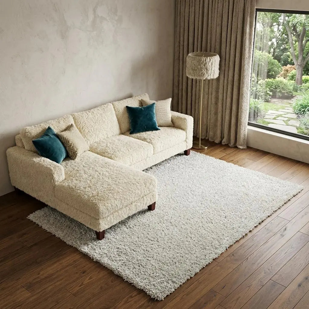 8' X 10' White And Natural Shag Hand Tufted Area Rug Homeroots Home Decor