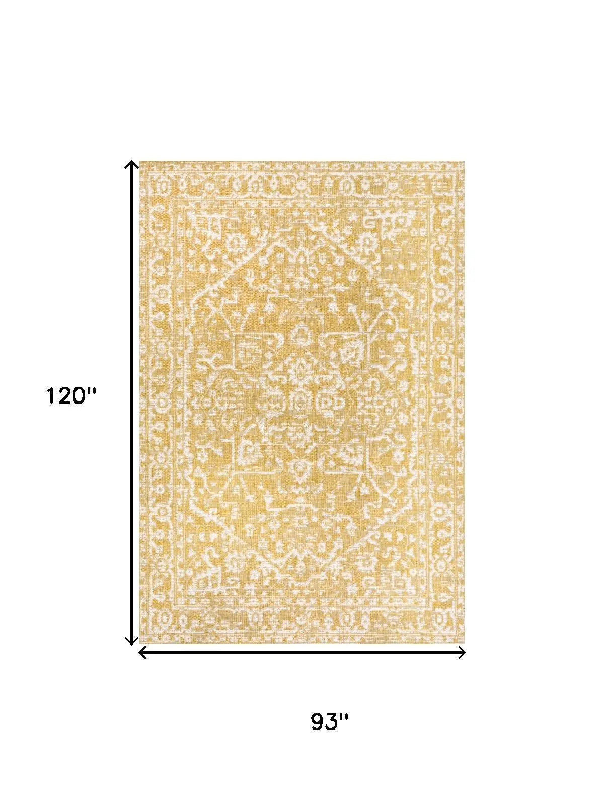 8' X 10' Yellow And Cream Medallion Indoor Outdoor Area Rug Homeroots Outdoor
