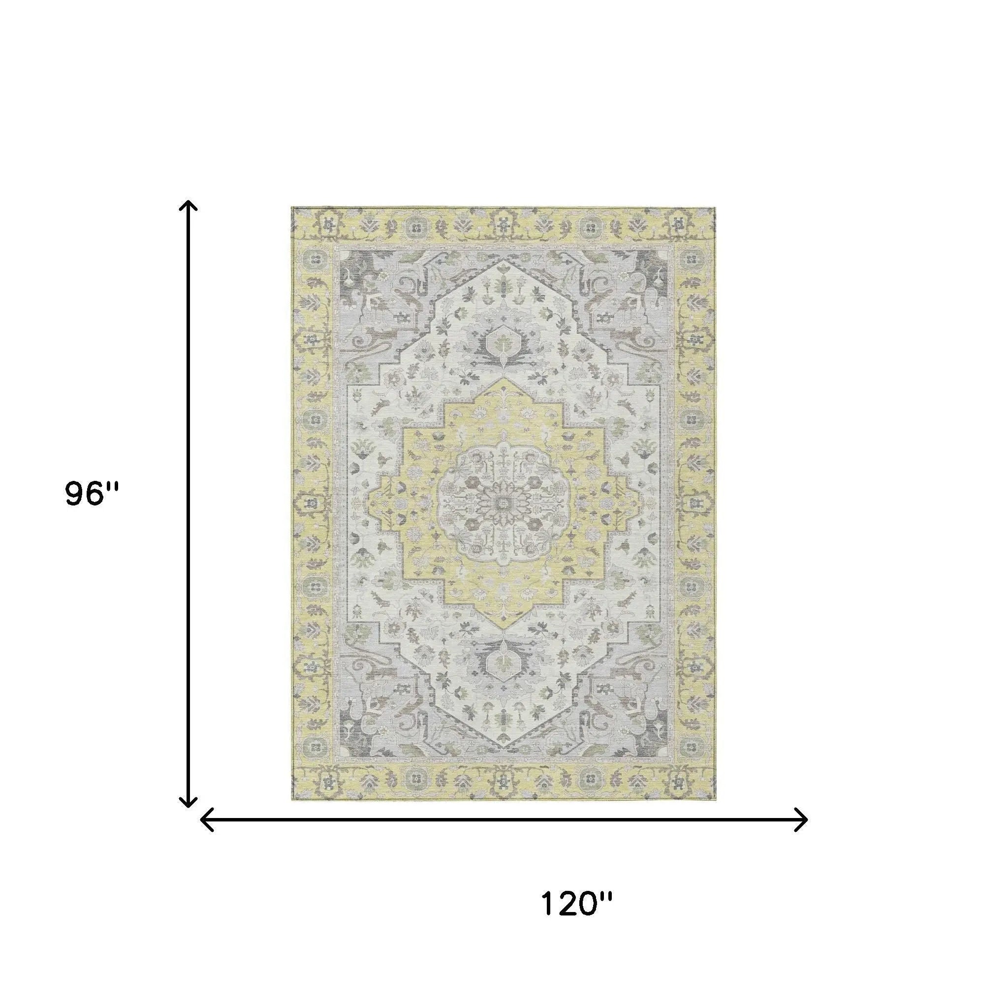 8' X 10' Yellow And Purple Oriental Washable Indoor Outdoor Area Rug Homeroots Outdoor