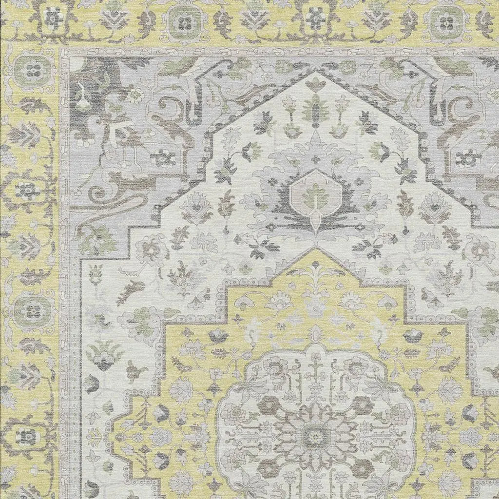 8' X 10' Yellow And Purple Oriental Washable Indoor Outdoor Area Rug Homeroots Outdoor