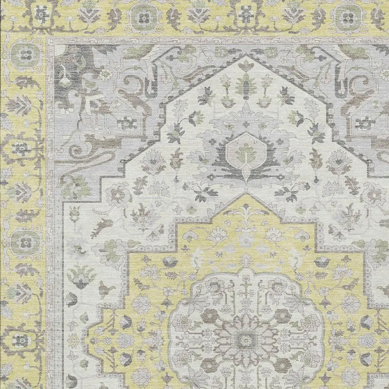 8' X 10' Yellow And Purple Oriental Washable Indoor Outdoor Area Rug Homeroots Outdoor
