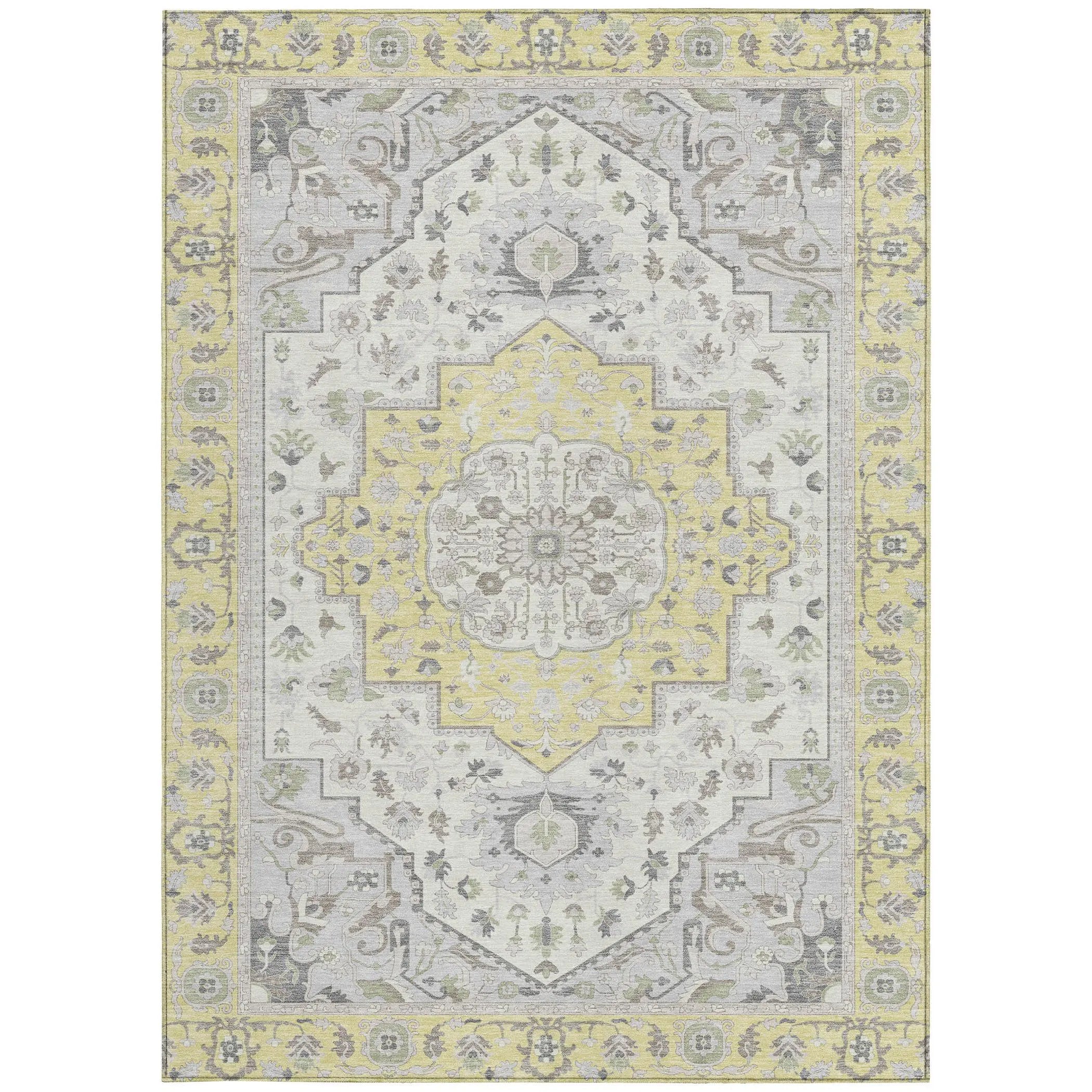 8' X 10' Yellow And Purple Oriental Washable Indoor Outdoor Area Rug Homeroots Outdoor