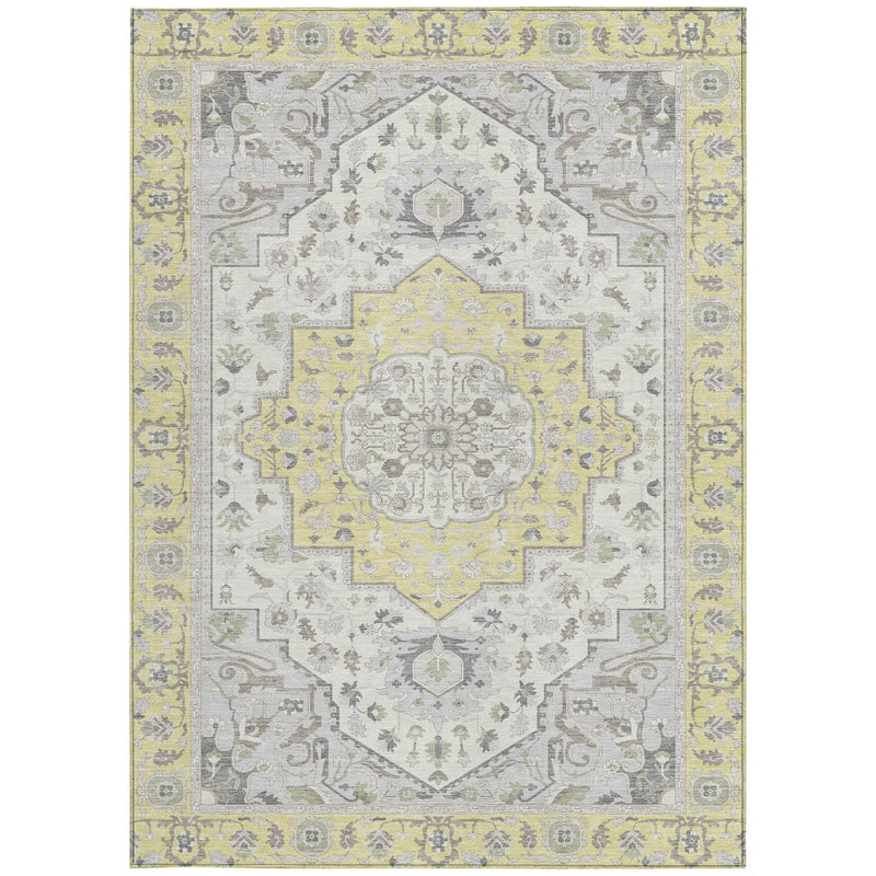 8' X 10' Yellow And Purple Oriental Washable Indoor Outdoor Area Rug Homeroots Outdoor