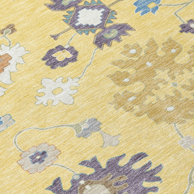 8' X 10' Yellow And Teal Blue Oriental Washable Indoor Outdoor Area Rug Homeroots Outdoor