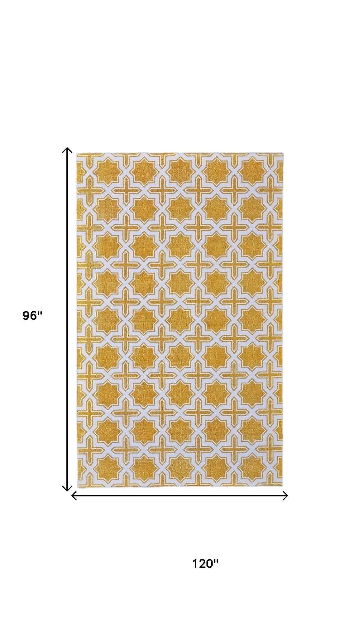 8' X 10' Yellow And White Geometric Hand Woven Area Rug Homeroots Home Decor