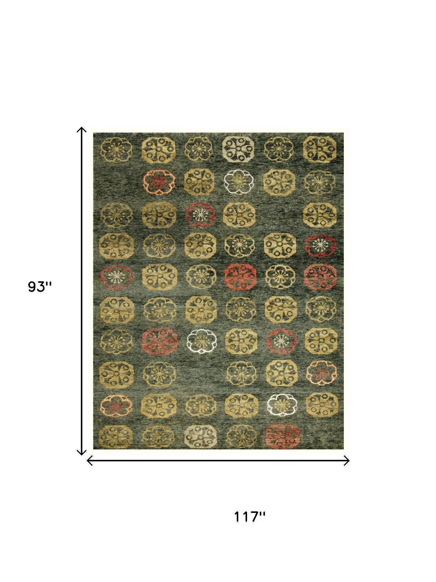 8' X 10' Yellow Green And Orange Floral Hand Knotted Area Rug Homeroots Home Decor