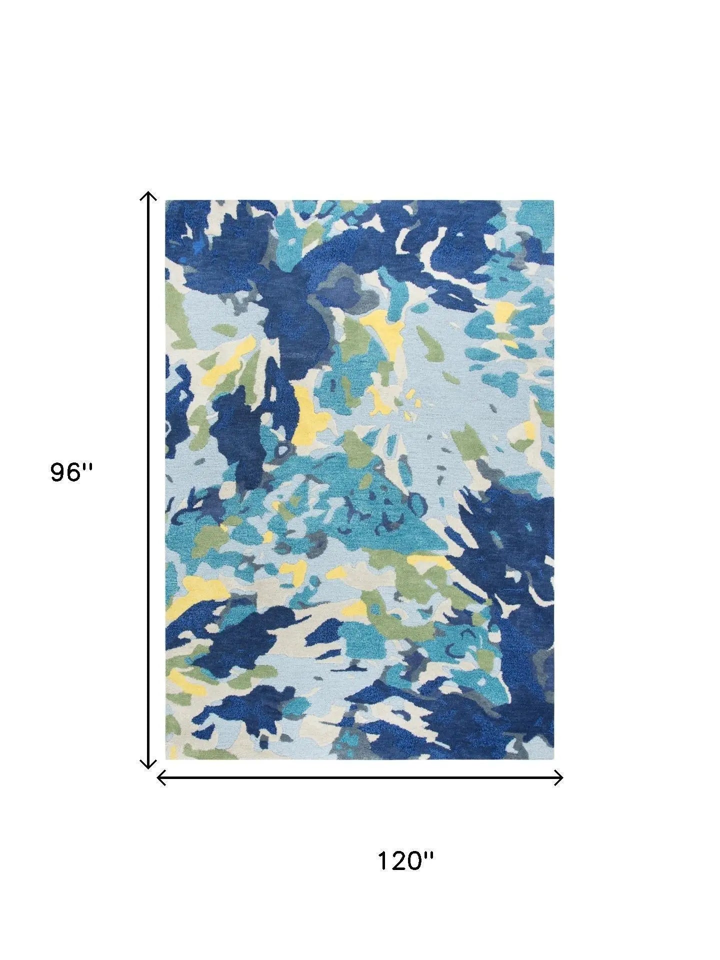 8' X 10' Yellow Green Blue And Light Blue Wool Abstract Hand Tufted Area Rug Homeroots Home Decor