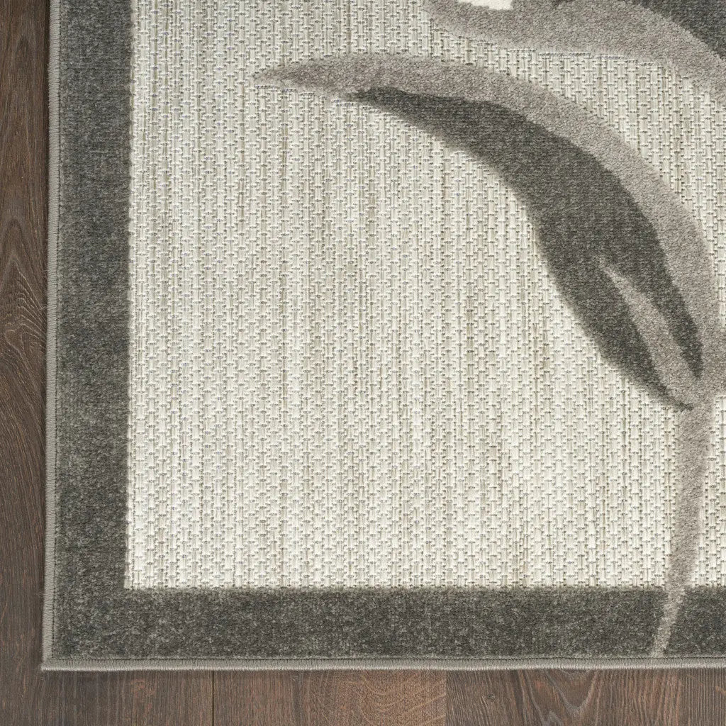 8' X 11' Beige Floral Non Skid Indoor Outdoor Area Rug Homeroots Outdoor