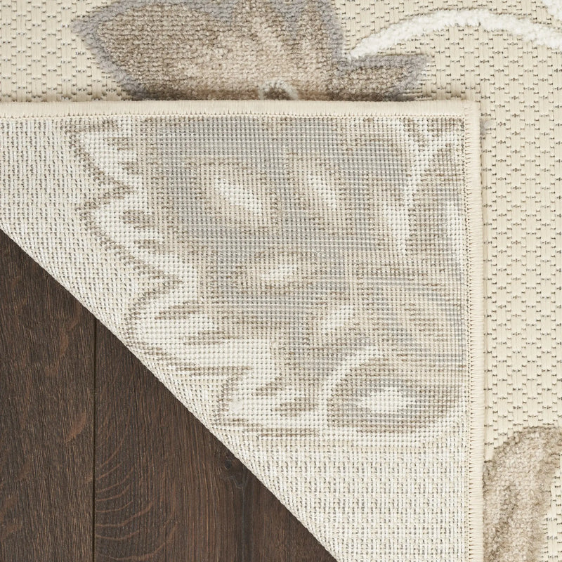 8' X 11' Beige Floral Non Skid Indoor Outdoor Area Rug Homeroots Outdoor