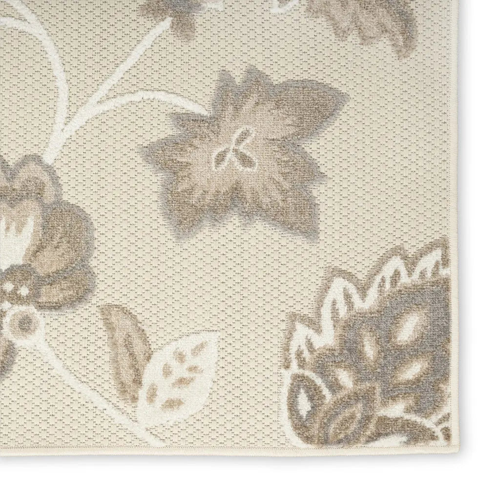 8' X 11' Beige Floral Non Skid Indoor Outdoor Area Rug Homeroots Outdoor