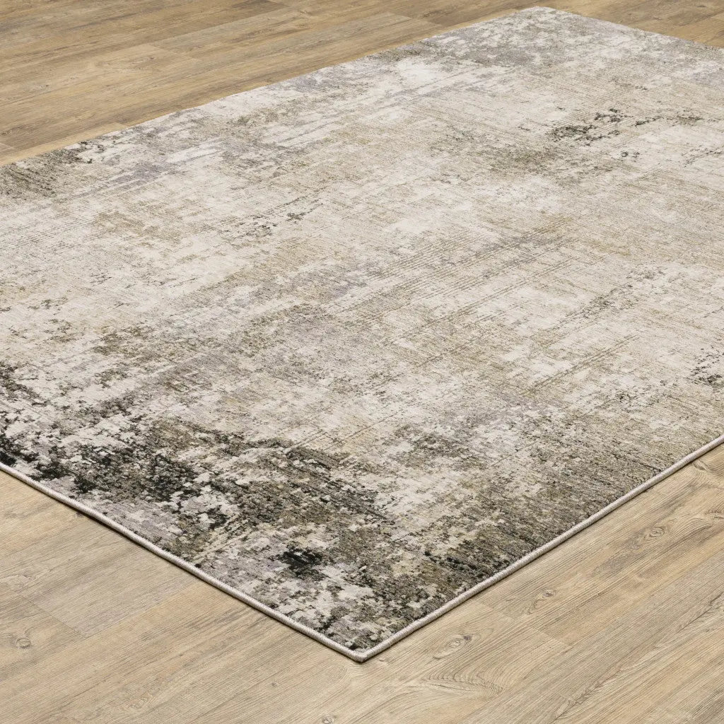8' X 11' Beige Grey Ivory Tan And Brown Abstract Power Loom Stain Resistant Area Rug Homeroots Home Decor