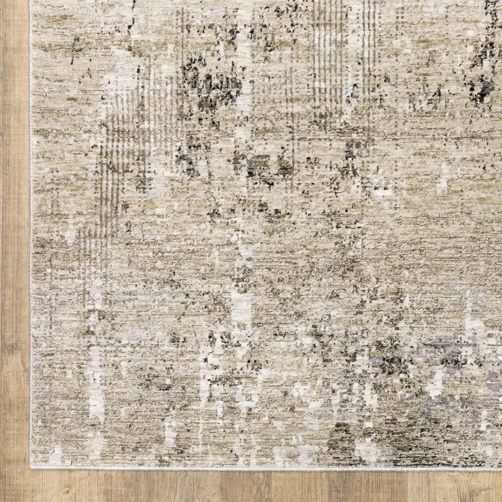 8' X 11' Beige Grey Ivory Tan And Brown Abstract Power Loom Stain Resistant Area Rug Homeroots Home Decor