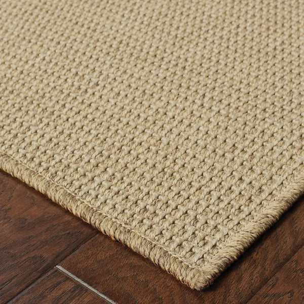 8' X 11' Beige Stain Resistant Indoor Outdoor Area Rug - GreatEagleInc