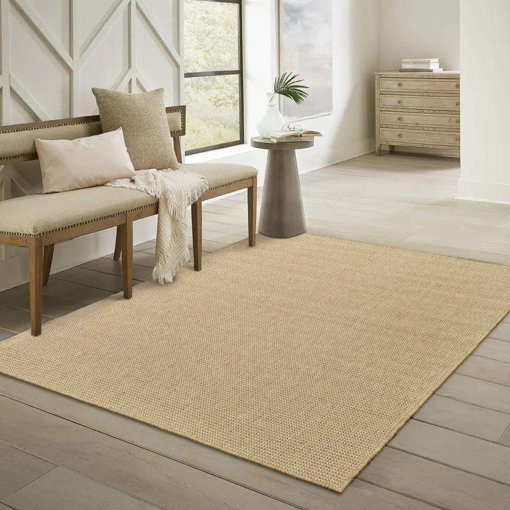 8' X 11' Beige Stain Resistant Indoor Outdoor Area Rug Homeroots Outdoor