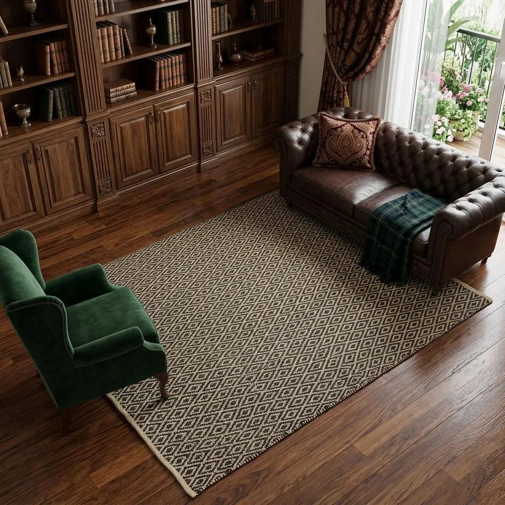 8' X 11' Black And Tan Geometric Hand Woven Area Rug Homeroots Home Decor