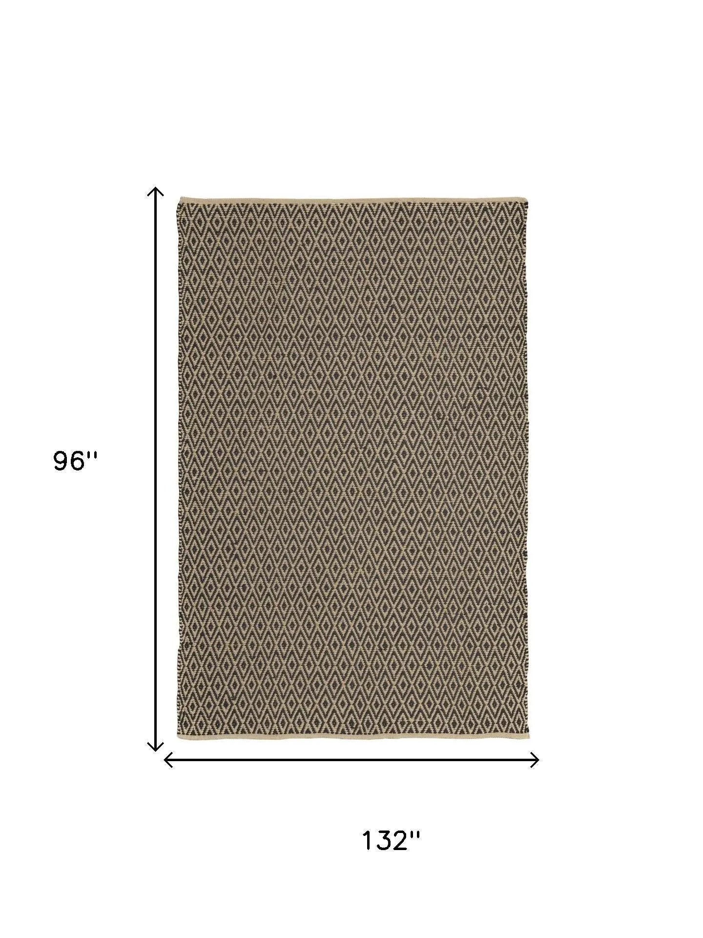 8' X 11' Black And Tan Geometric Hand Woven Area Rug Homeroots Home Decor