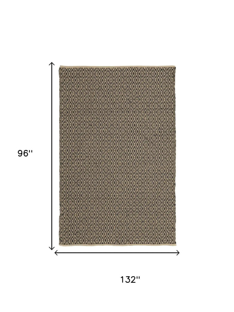 8' X 11' Black And Tan Geometric Hand Woven Area Rug Homeroots Home Decor