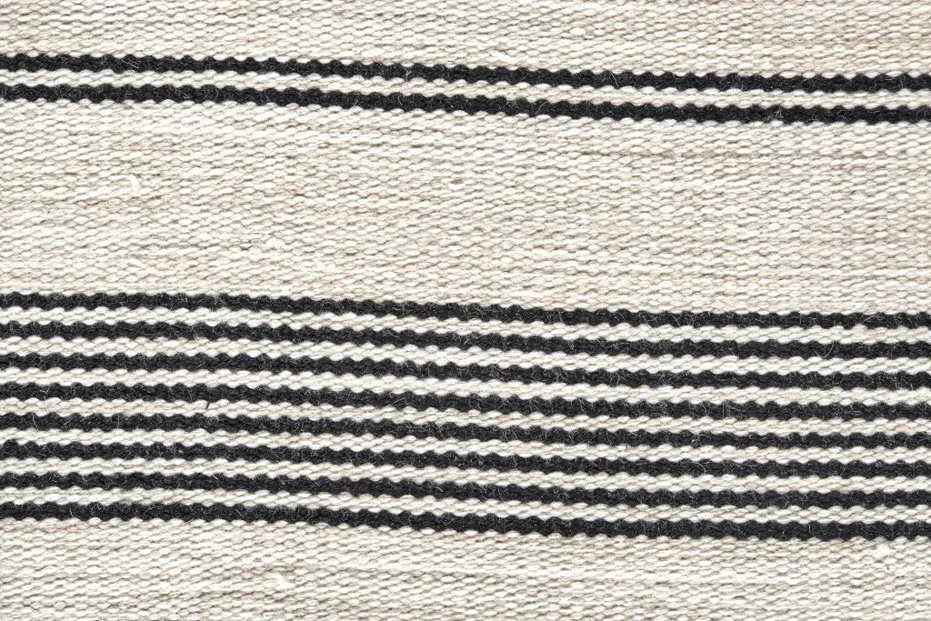 8' X 11' Black And White Striped Dhurrie Hand Woven Stain Resistant Area Rug Homeroots Outdoor