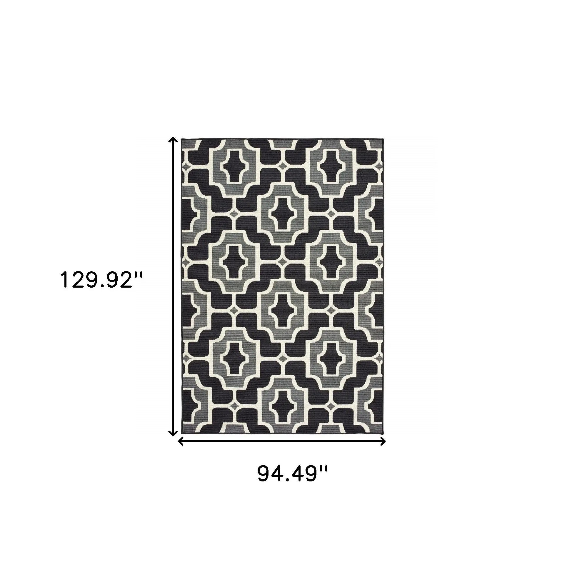 8' X 11' Black and Gray Geometric Stain Resistant Indoor Outdoor Area Rug Homeroots Outdoor