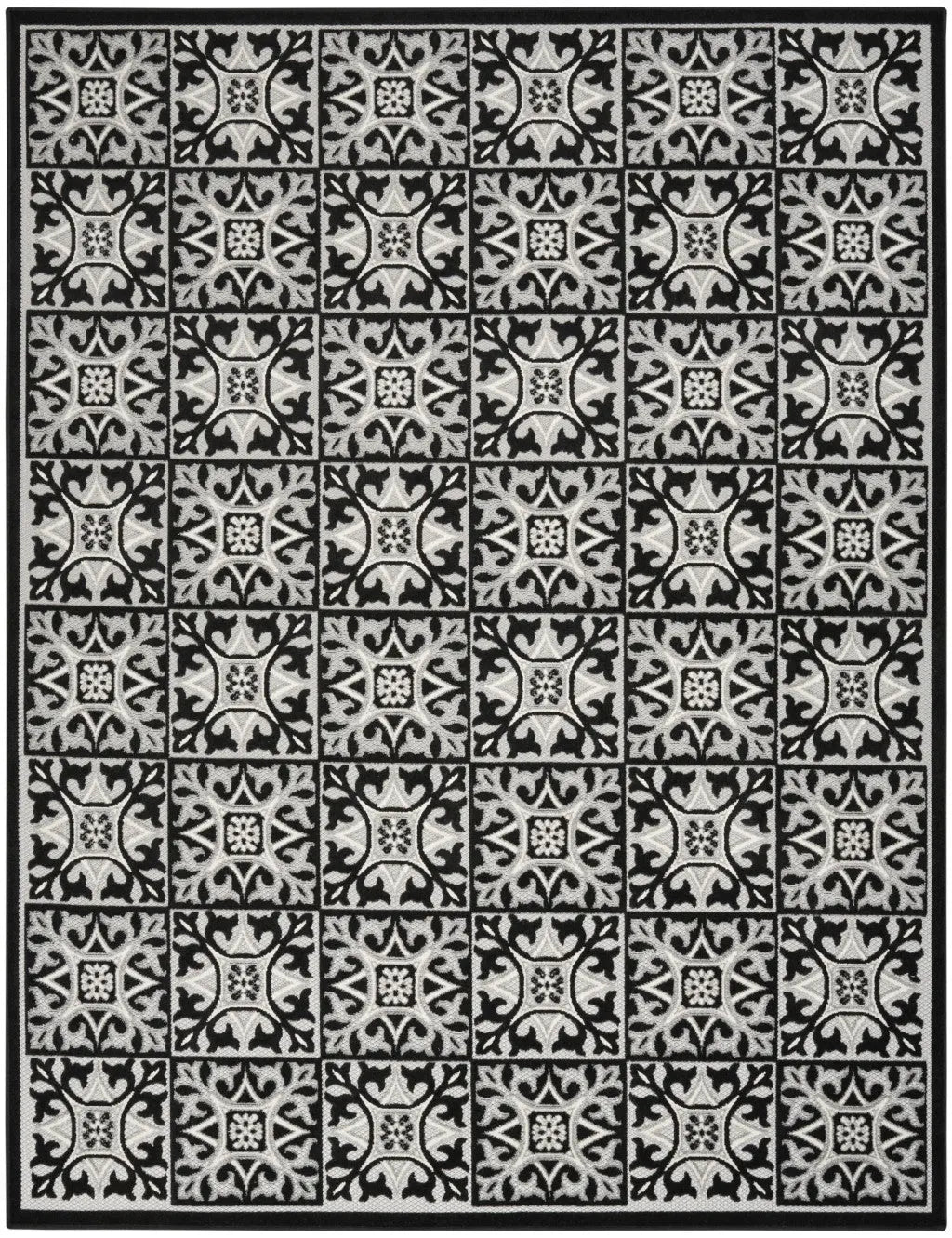8' X 11' Black and White Geometric Non Skid Indoor Outdoor Area Rug Homeroots Outdoor