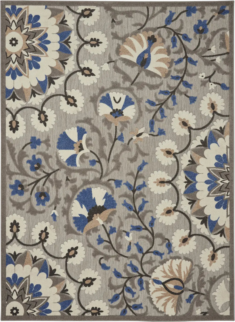8' X 11' Blue And Gray Indoor Outdoor Area Rug - GreatEagleInc
