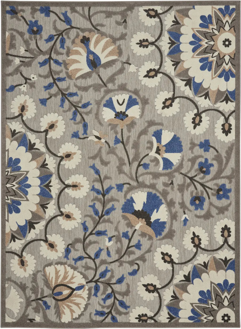 8' X 11' Blue And Gray Indoor Outdoor Area Rug - GreatEagleInc
