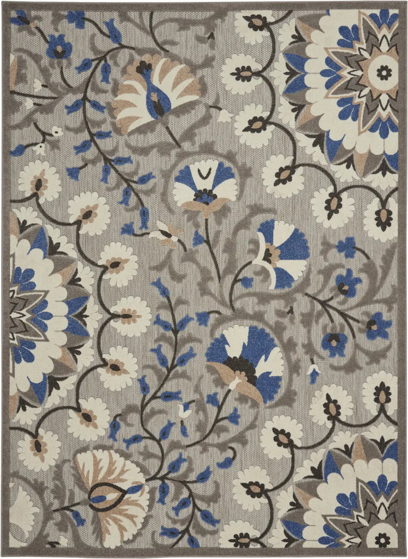 8' X 11' Blue And Gray Indoor Outdoor Area Rug - GreatEagleInc