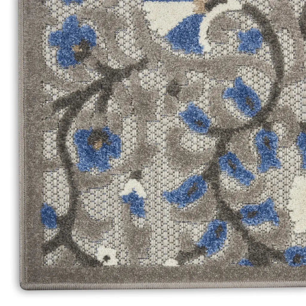 8' X 11' Blue And Gray Indoor Outdoor Area Rug - GreatEagleInc