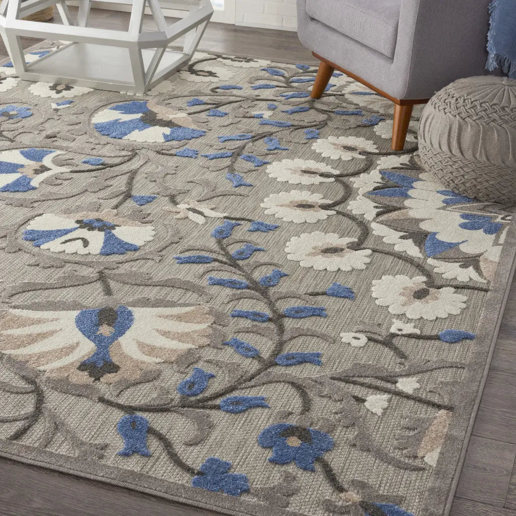 8' X 11' Blue And Gray Indoor Outdoor Area Rug - GreatEagleInc