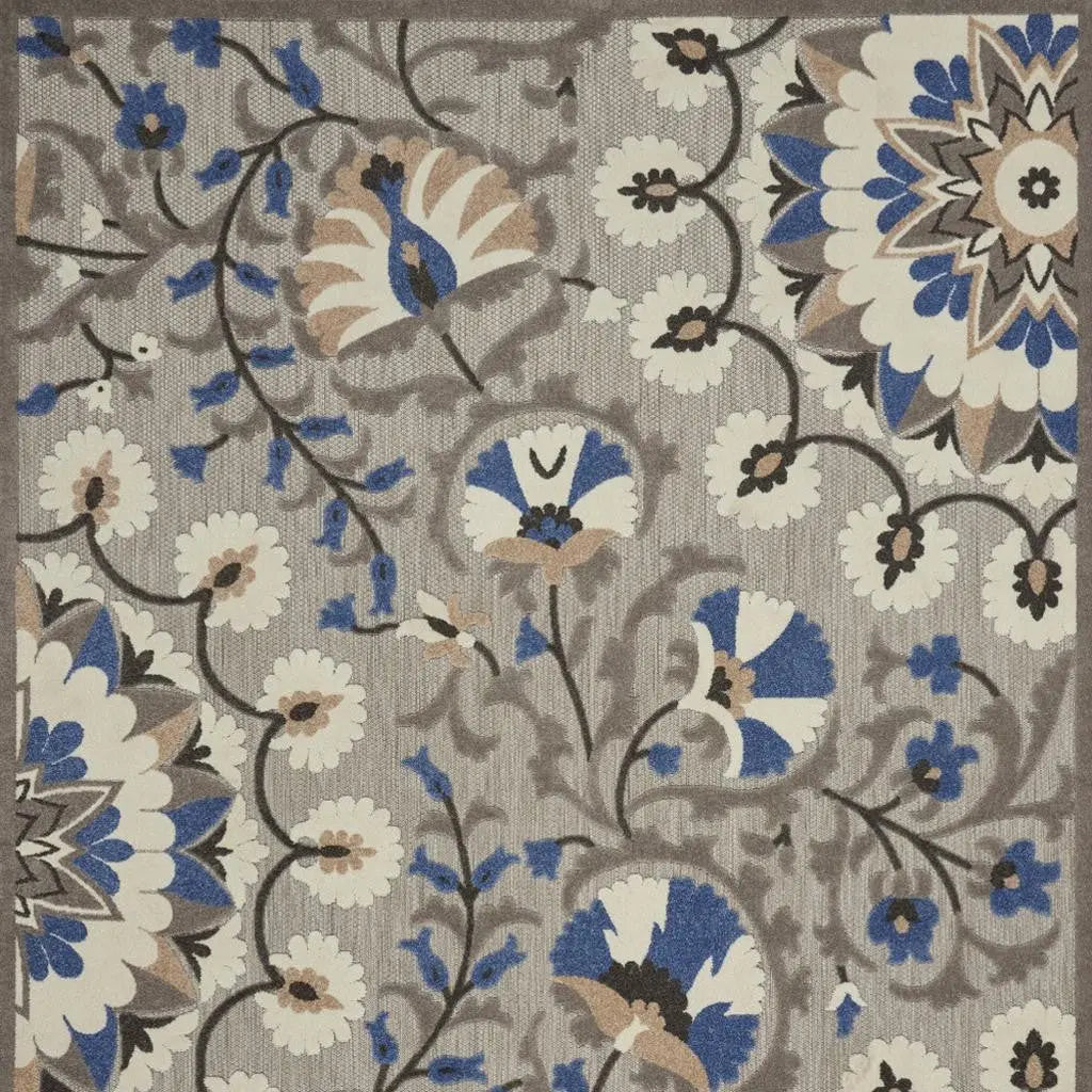 8' X 11' Blue And Gray Indoor Outdoor Area Rug - GreatEagleInc