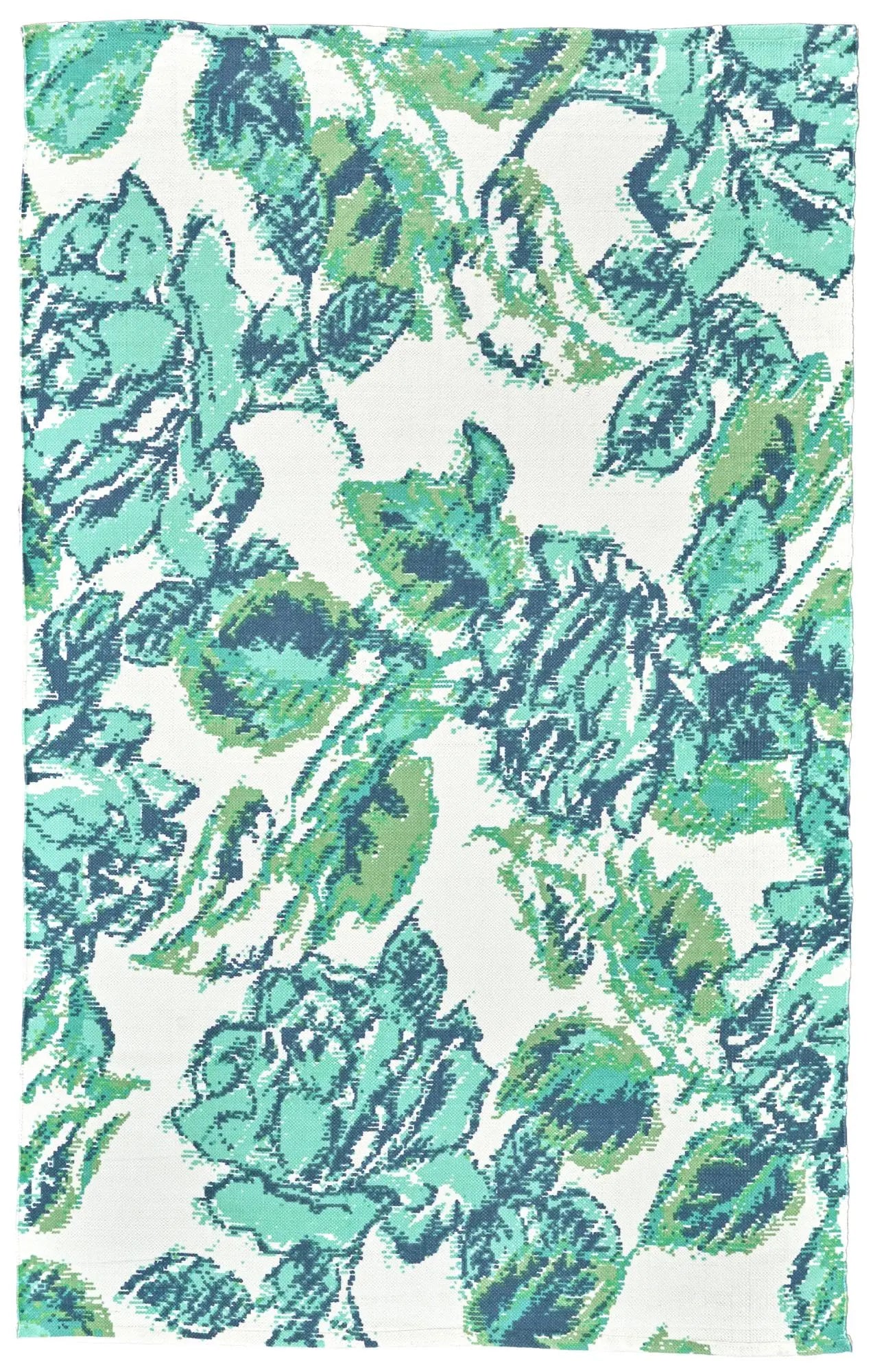 8' X 11' Blue And Green Floral Hand Woven Area Rug Homeroots Home Decor