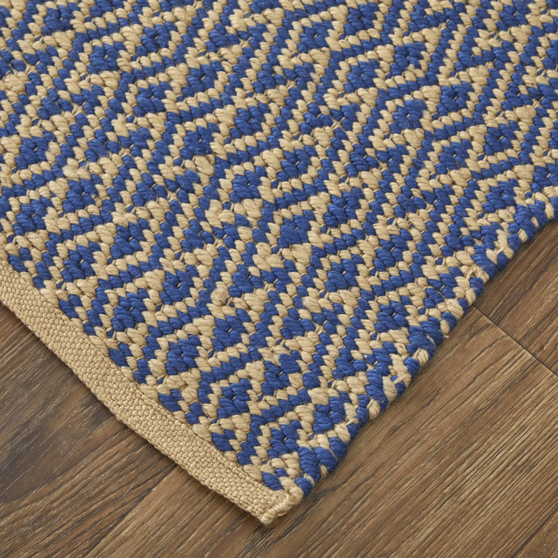 8' X 11' Blue And Tan Geometric Hand Woven Area Rug Homeroots Home Decor