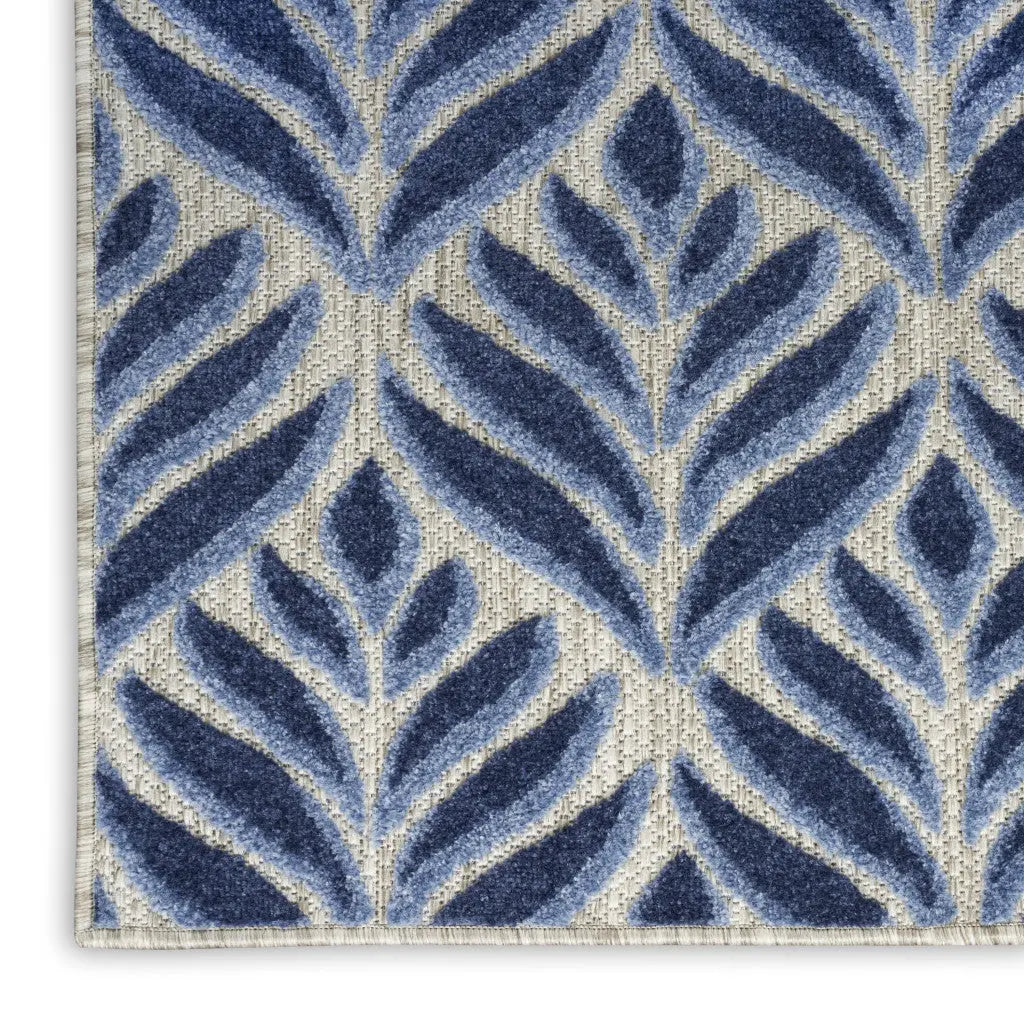 8' X 11' Blue Floral Non Skid Indoor Outdoor Area Rug Homeroots Outdoor