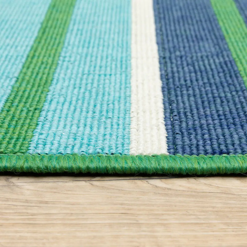 8' X 11' Blue and Green Geometric Stain Resistant Indoor Outdoor Area Rug Homeroots Outdoor