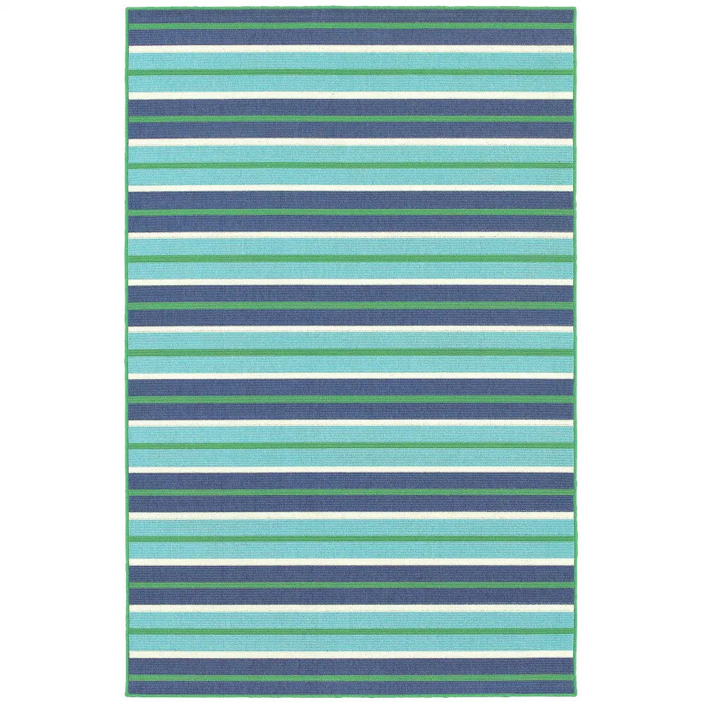 8' X 11' Blue and Green Geometric Stain Resistant Indoor Outdoor Area Rug Homeroots Outdoor