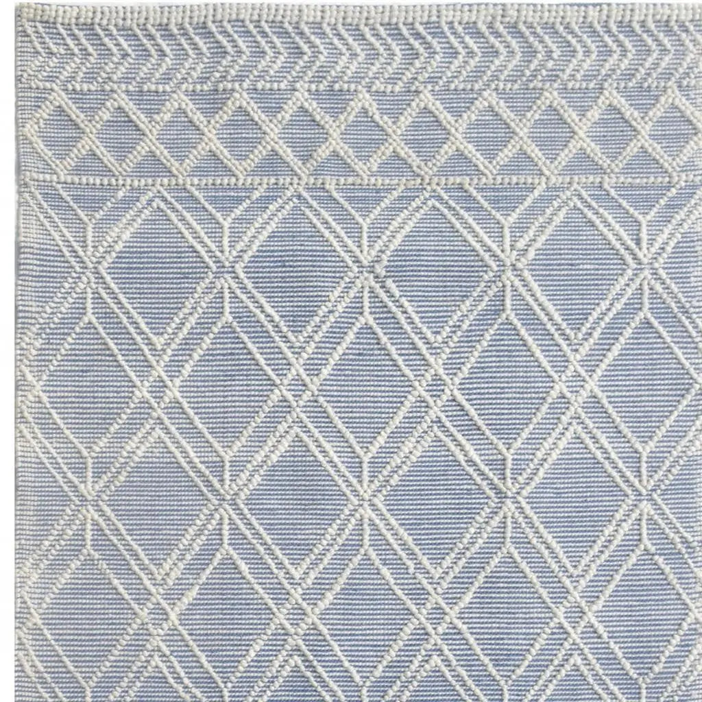 8' X 11' Blue and Ivory Geometric Handmade Area Rug Homeroots Home Decor