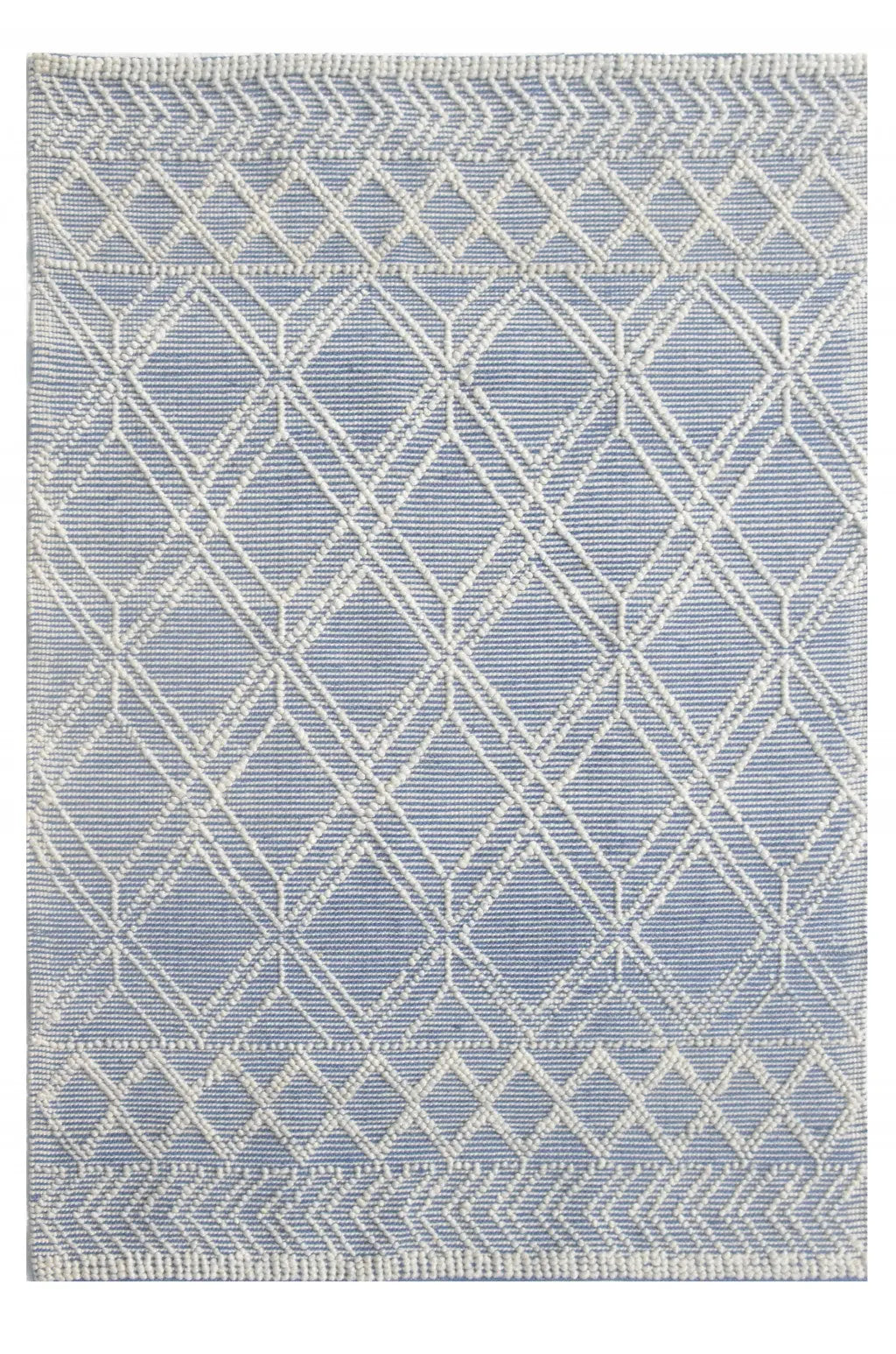 8' X 11' Blue and Ivory Geometric Handmade Area Rug Homeroots Home Decor