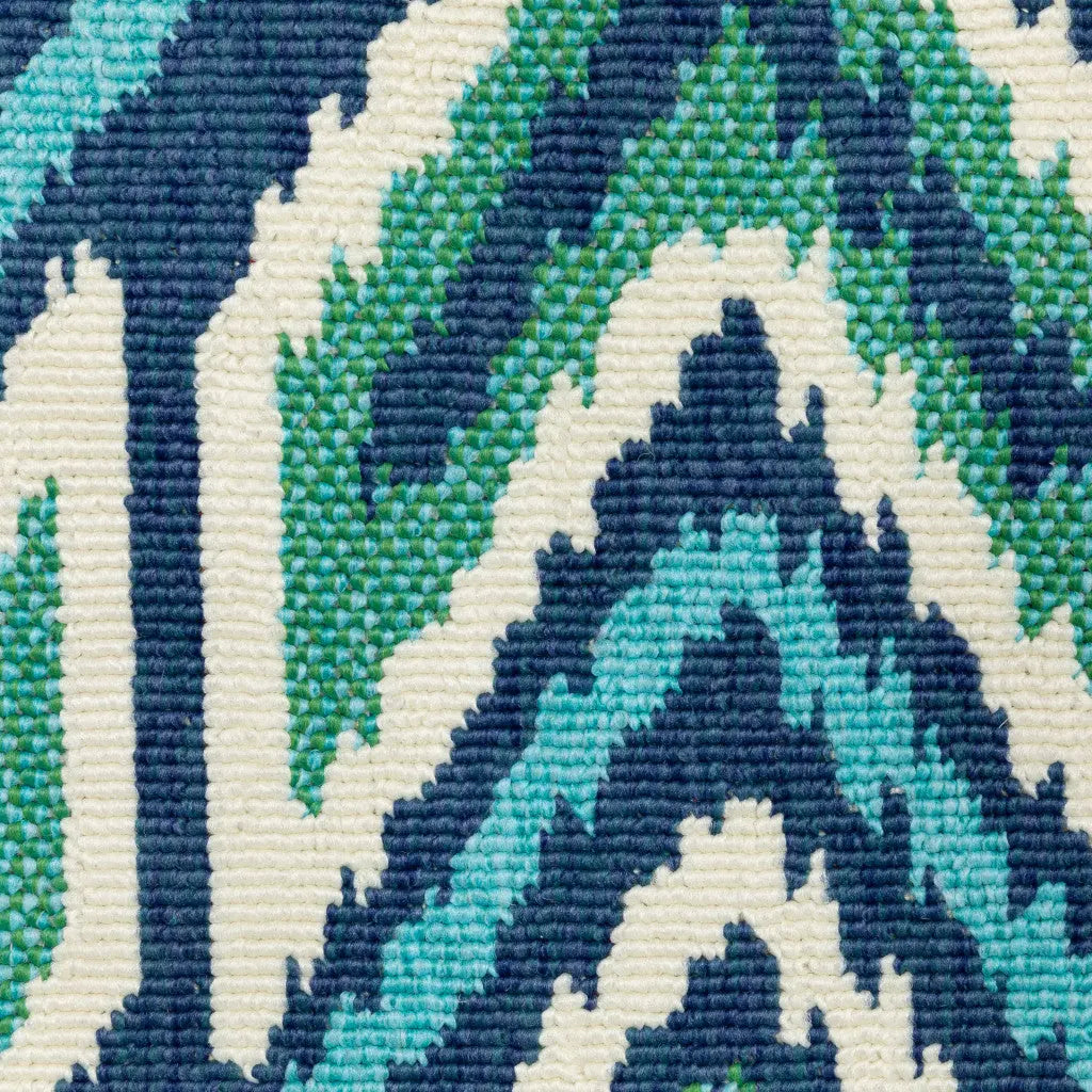 8' X 11' Blue and Ivory Geometric Stain Resistant Indoor Outdoor Area Rug Homeroots Outdoor