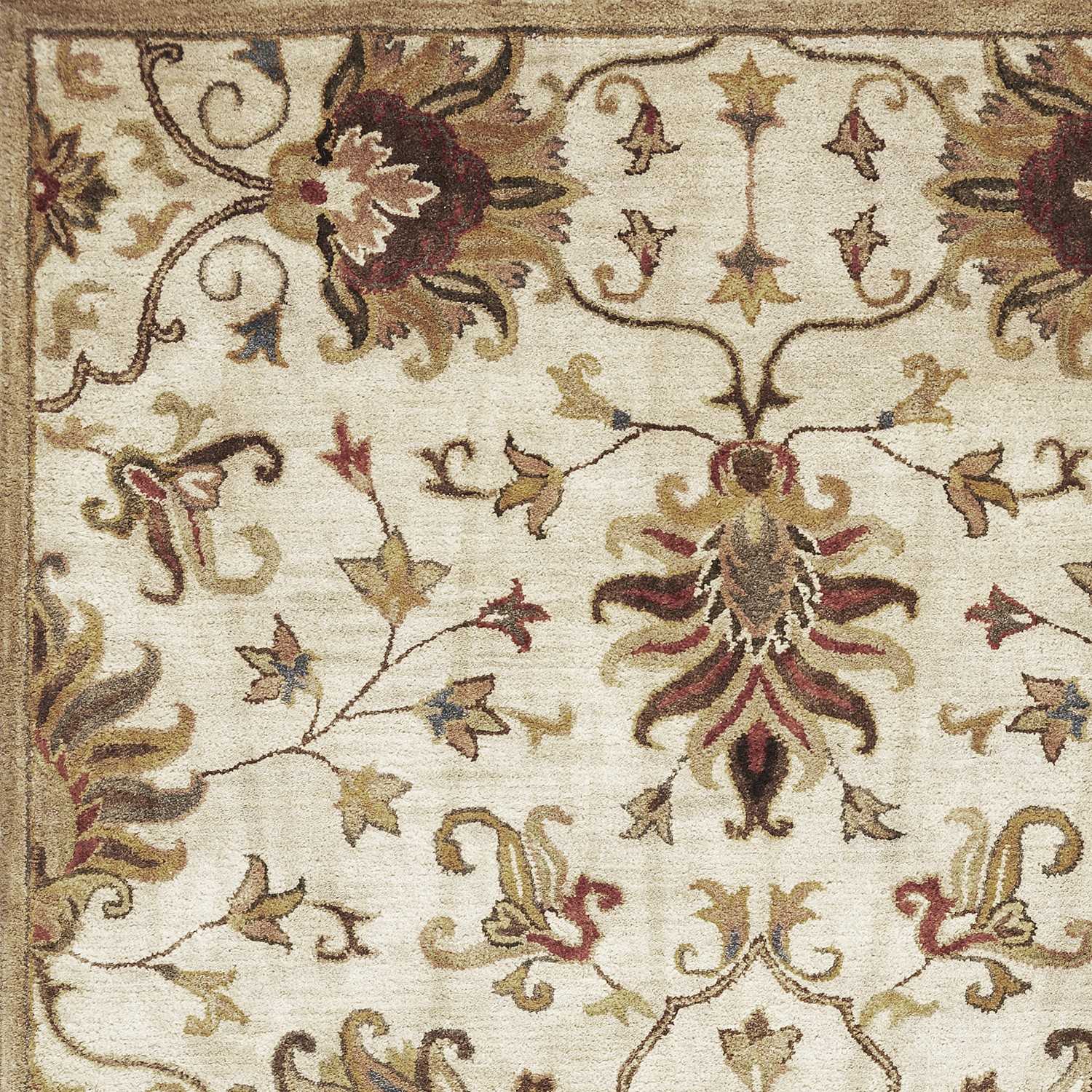 8' X 11' Champagne Red And Brown Wool Floral Medallion Hand Tufted Area Rug Homeroots Home Decor