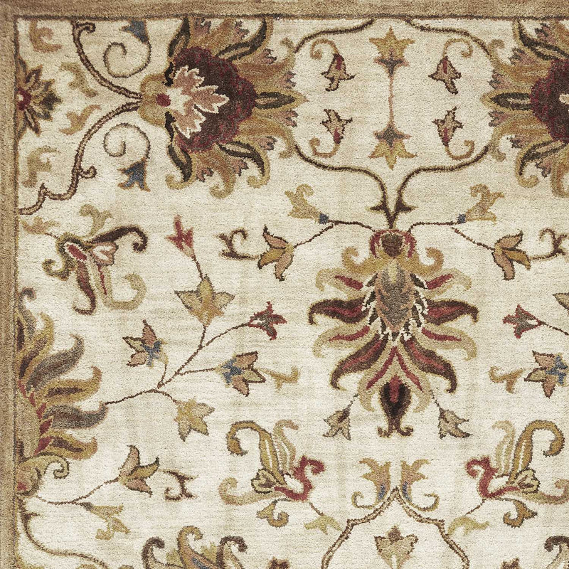 8' X 11' Champagne Red And Brown Wool Floral Medallion Hand Tufted Area Rug Homeroots Home Decor