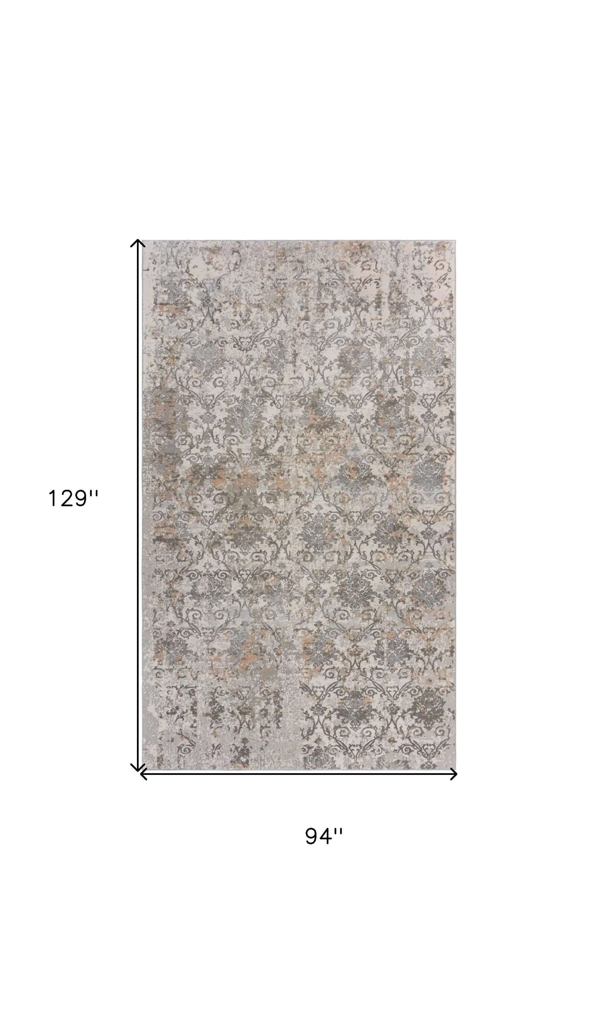 8' X 11' Cream Abstract Distressed Area Rug Homeroots Home Decor